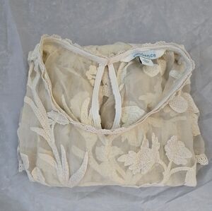 Sundance Cream Floral Lace Blouse Sz L